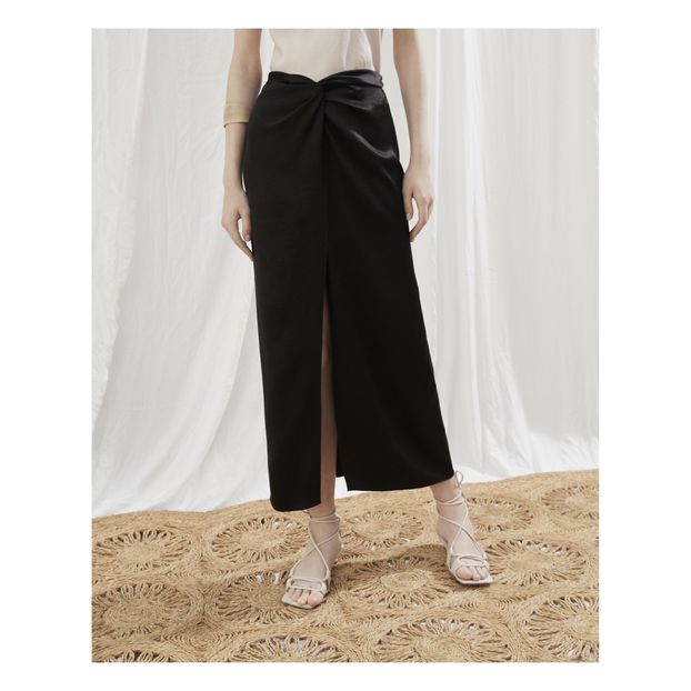 Jupe midi torsadée en satin lavé Samara-product