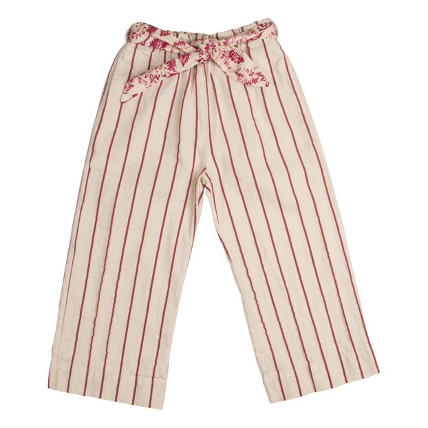 Cotton and Linen Striped Trousers-product