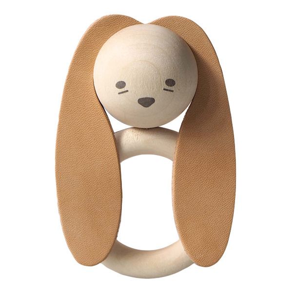 Anneau de dentition lapin en bois et cuir naturel-product