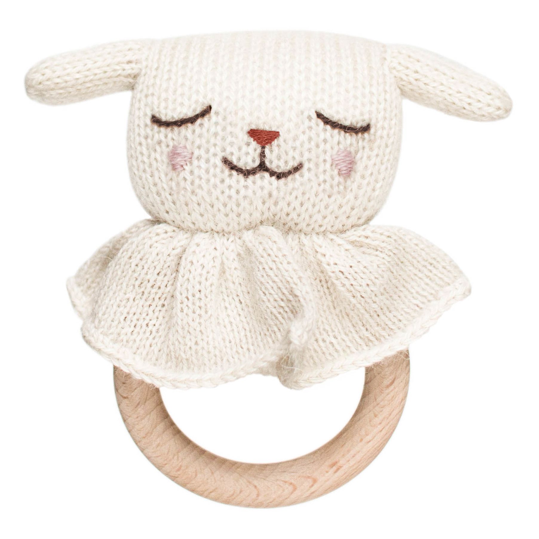 Wooden Lamb Rattle White- Product image n°0