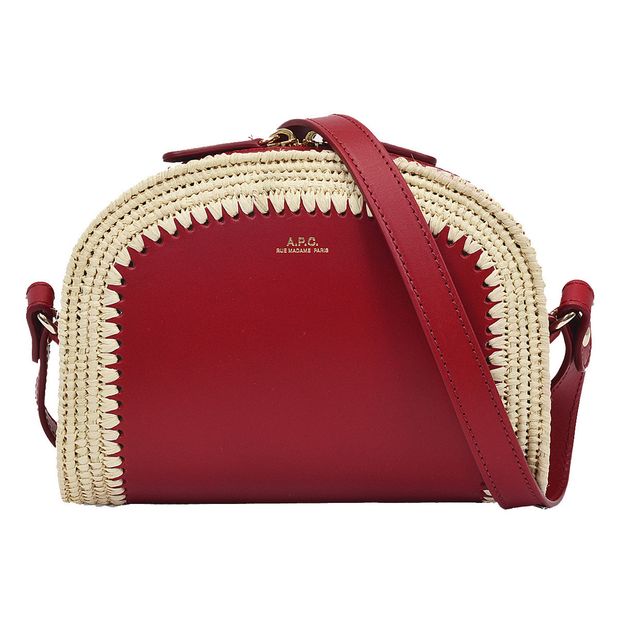 Sac Demi Lune Mini Cuir Lisse et Raphia-product