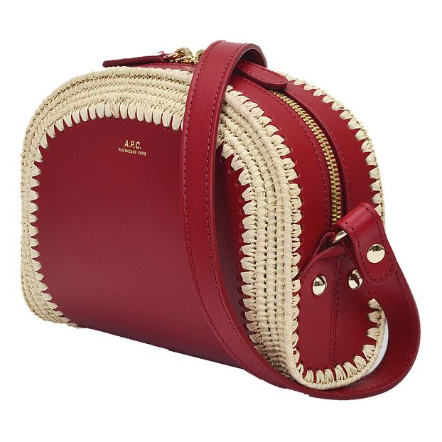 Sac Demi Lune Mini Cuir Lisse et Raphia-product