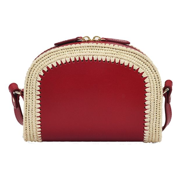 Sac Demi Lune Mini Cuir Lisse et Raphia-product