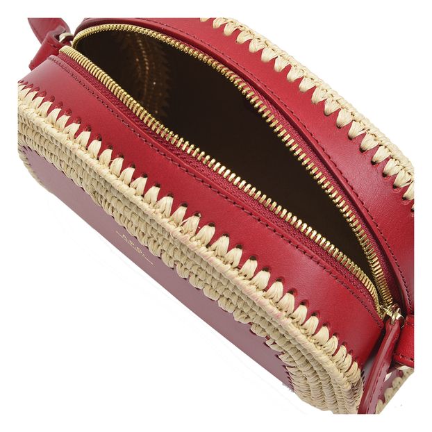 Sac Demi Lune Mini Cuir Lisse et Raphia-product