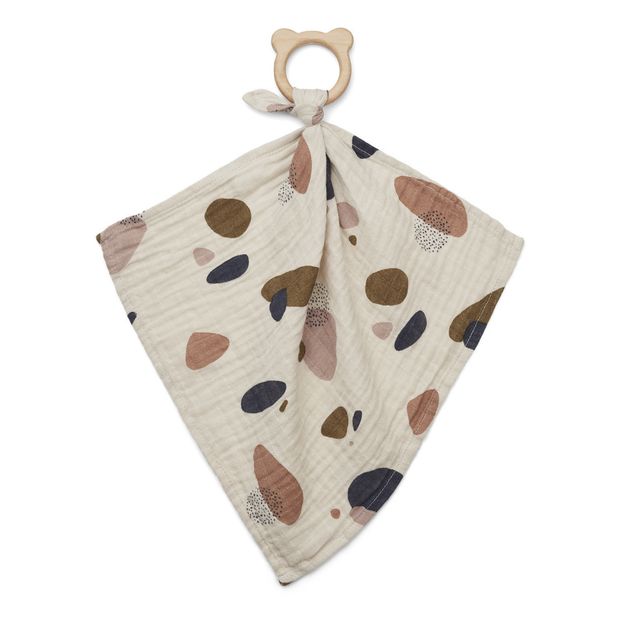 Anneau de dentition en bois & doudou Bubbly Sandy en coton bio-product