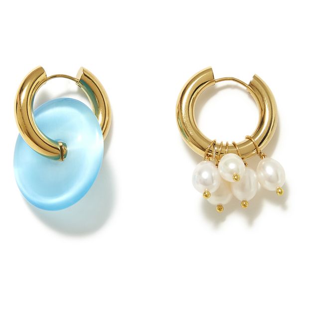 Boucles d'Oreilles en Plaqué Or, Perles et Jade-product