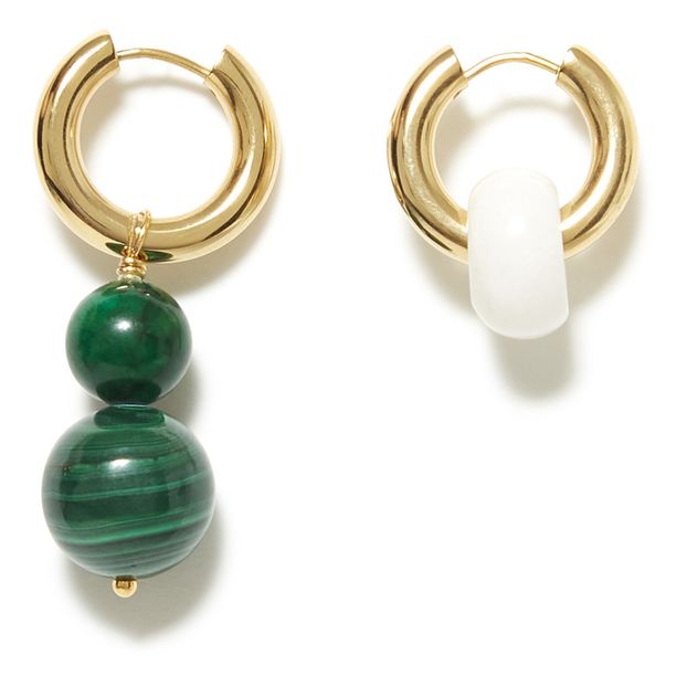 Boucles d'Oreilles en Plaqué Or et Malachite-product