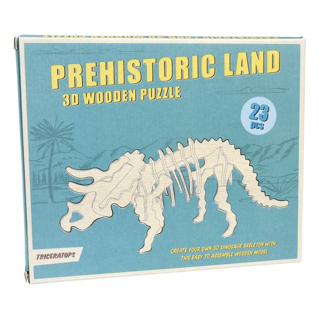 3D Wooden Triceratops Puzzle-product