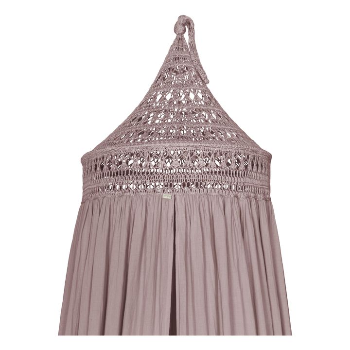 Ciel de lit Tara en coton bio et crochet | Dusty Pink S007- Image produit n°1
