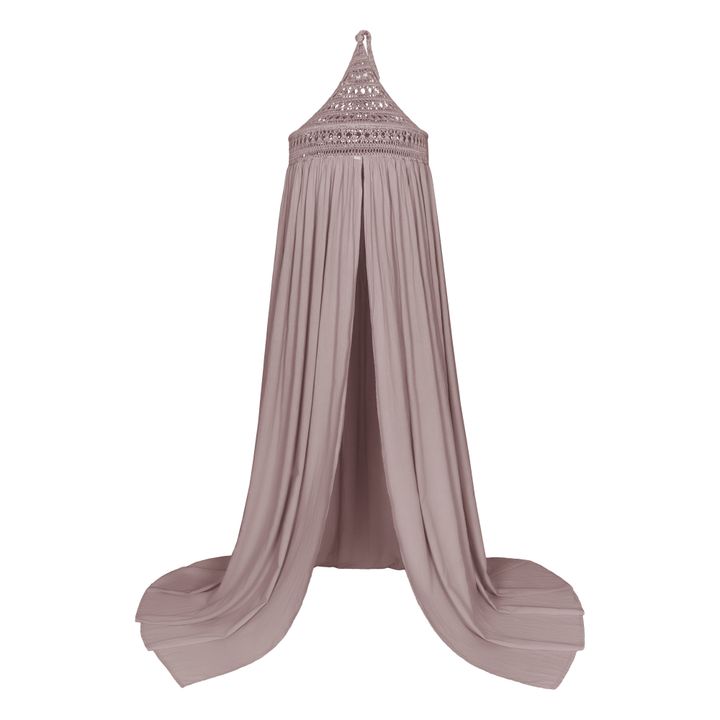 Ciel de lit Tara en coton bio et crochet | Dusty Pink S007- Image produit n°0