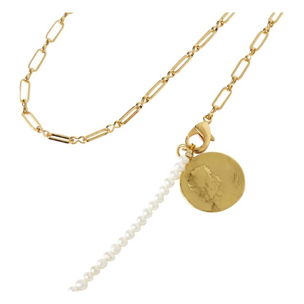 Collier double en plaqué or et perles-product
