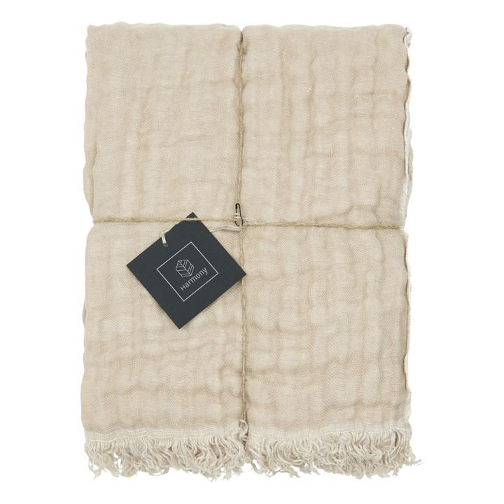 Plaid en en lin double face Baya | Blanc- Image produit n°0