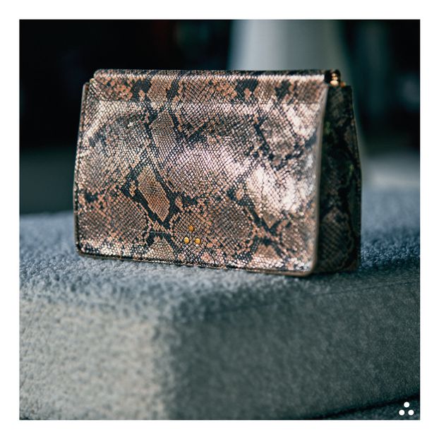 Pochette Clic Clac L Veau Façon Python Lamé-product