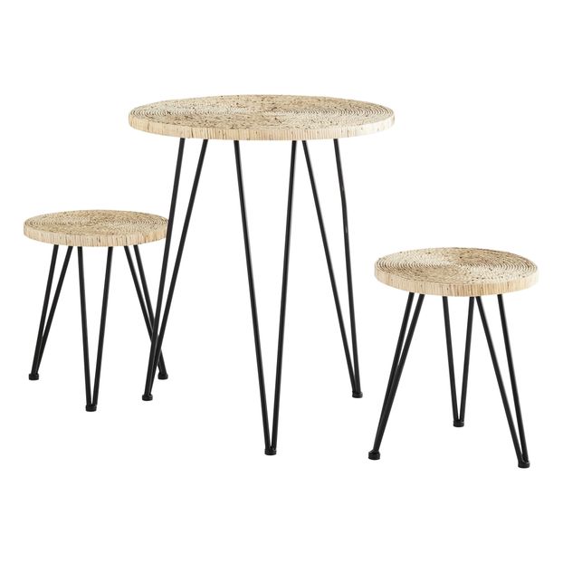 Table d'appoint avec tabourets en raphia-product