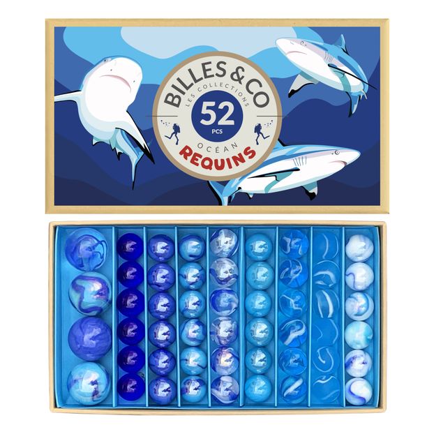 Box of 52 Marbles - Sharks-product