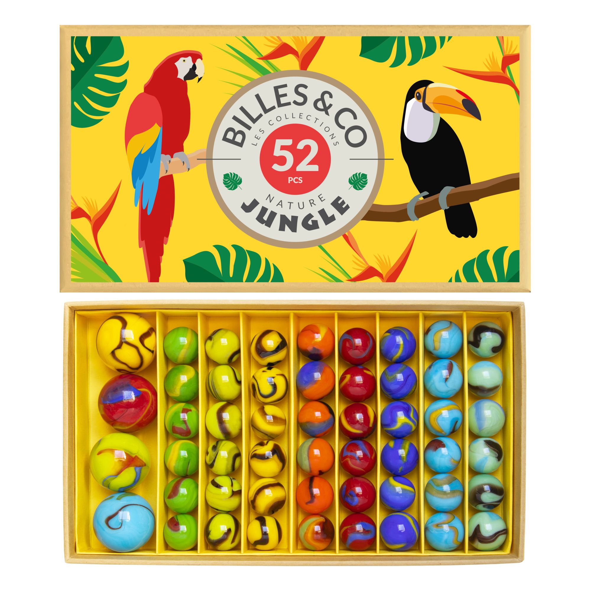 Cofanetto di 52 biglie con stampa Jungle 2- Immagine del prodotto n°0