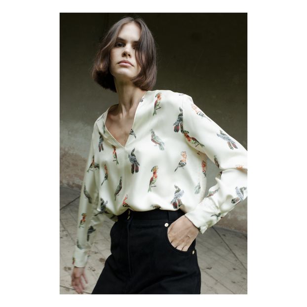 Blusa Acquamarina Loros Twill de seda-product