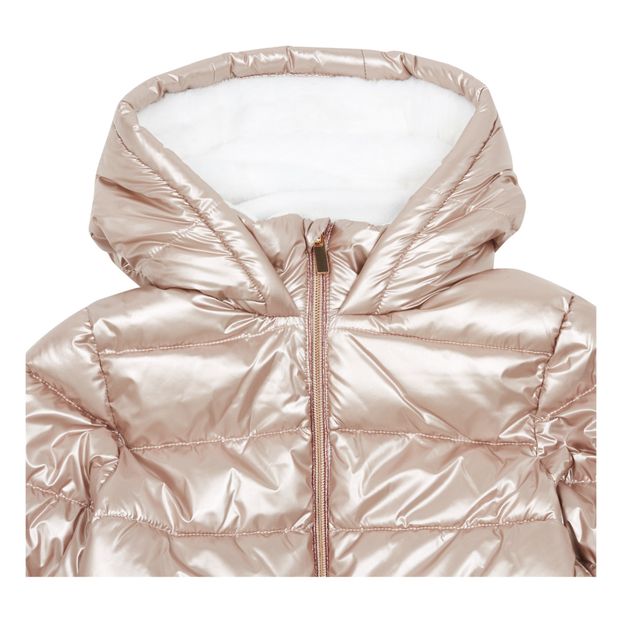 Recycled Nylon Metallic & Faux Fur Lined Puffer Jacket-product
