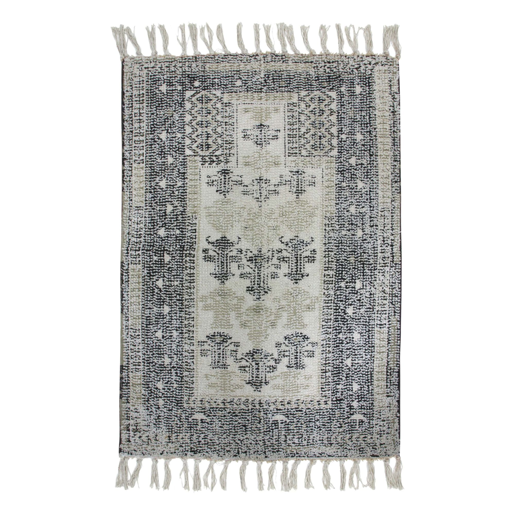 Tapis imprimé en coton Noir- Image produit n°0