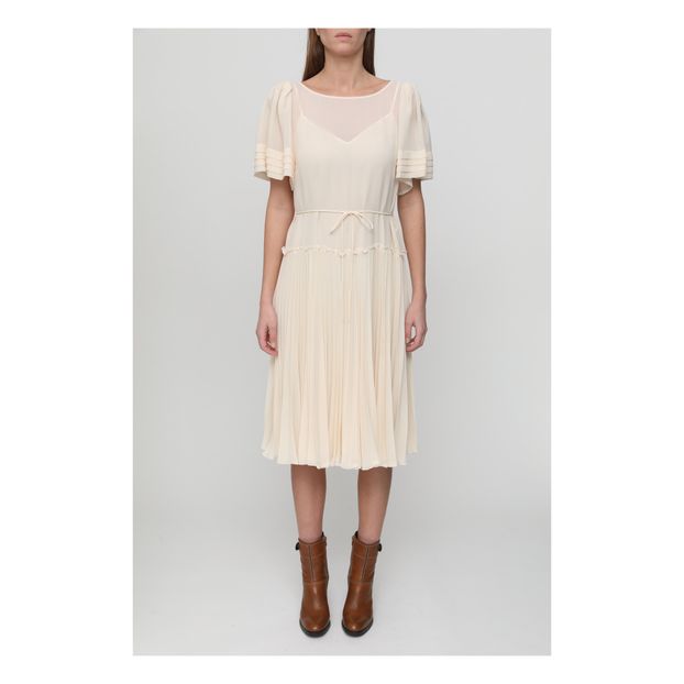 Vestido plisado de crepé-product