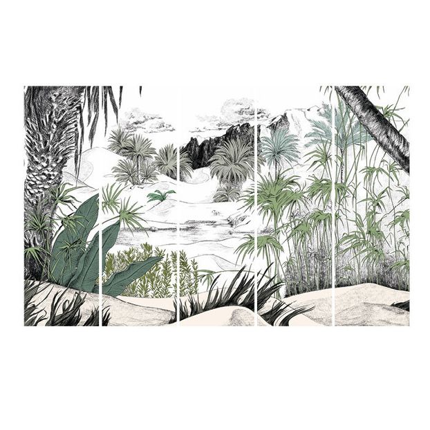 Oasis Coloured Fresco - 5 panels-product