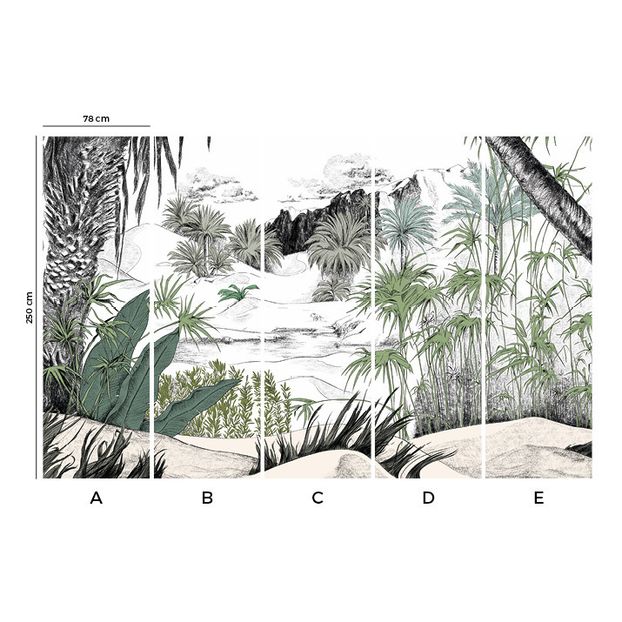 Oasis Coloured Fresco - 5 panels-product