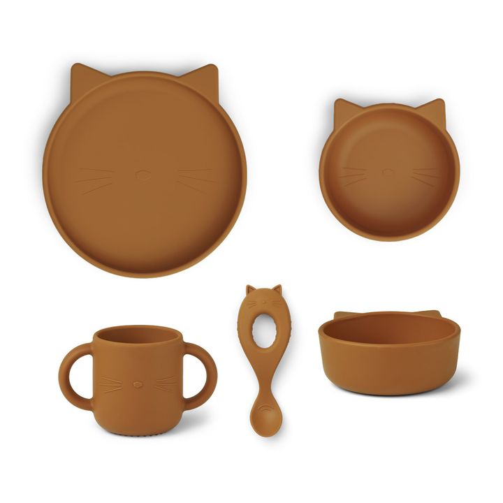 Set vaisselle Vivi en silicone - Set de 4 | Jaune moutarde- Image produit n°0