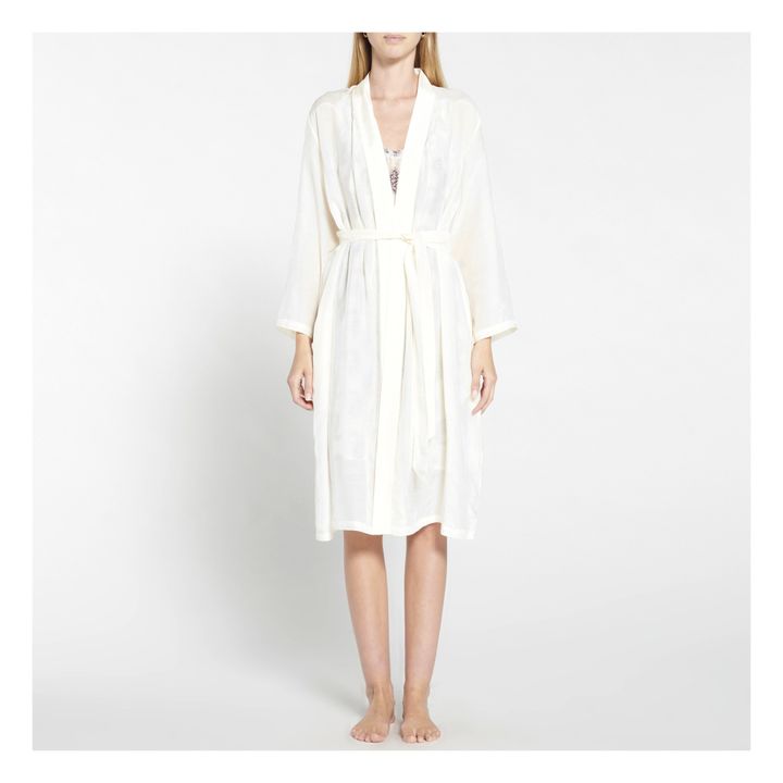 Kimono de algodón y seda Crudo- Imagen del producto n°1
