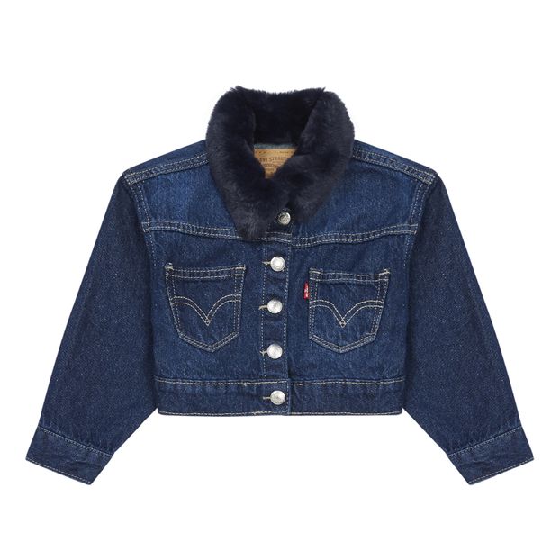 Faux Fur Collar Denim Jacket-product
