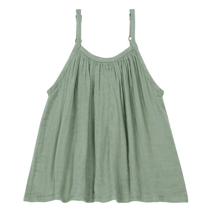 Mia Organic Cotton Top with Suspenders | Green clay- Product image n°0