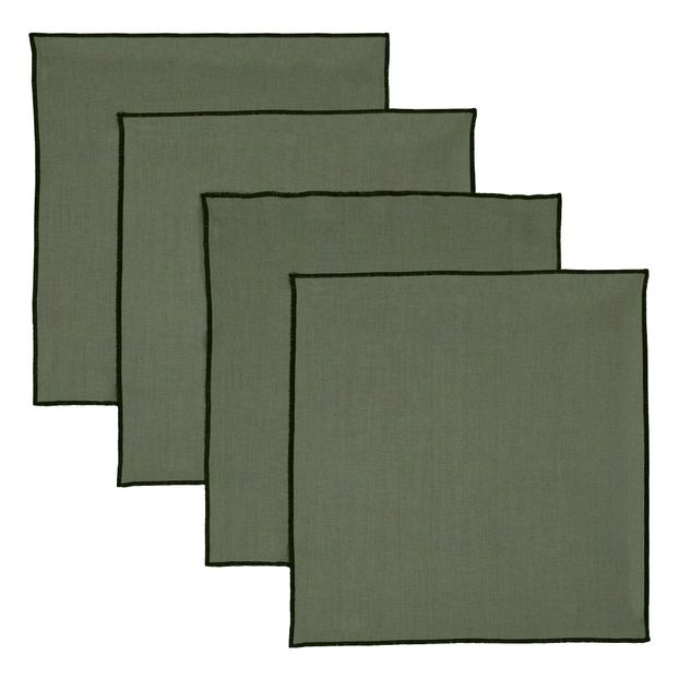 Serviette de table en lin lavé-surfilée - Set de 4-product