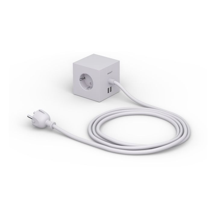 Rallonge Square 1 avec prise USB | Gris- Image produit n°0