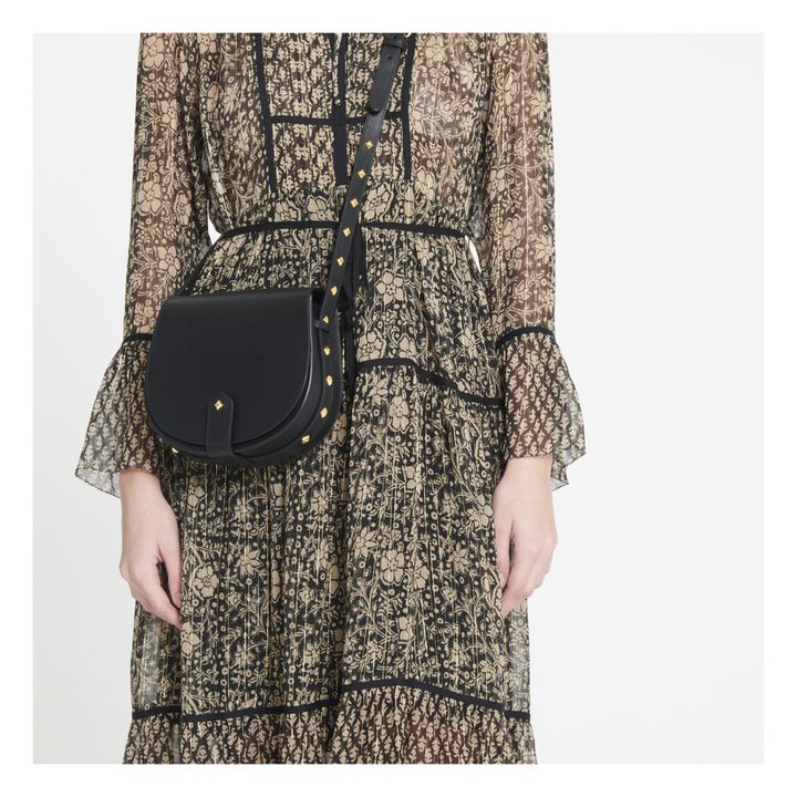 Le Mamour Clous Pyramide Leather Saddlebag Black- Product image n°3