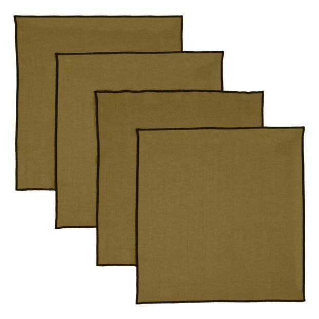 Serviette de table en lin lavé-surfilée - Set de 4-product