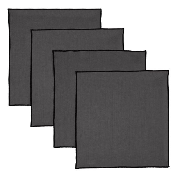Set of 4 oversewn washed linen napkins-product
