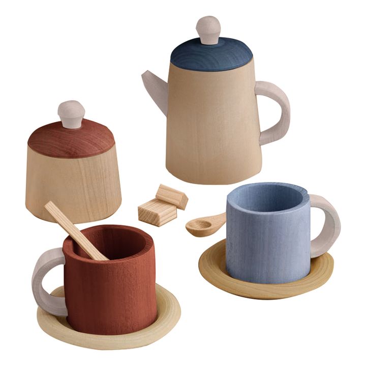 Tee-Service aus Holz | Blau- Produktbild Nr. 0