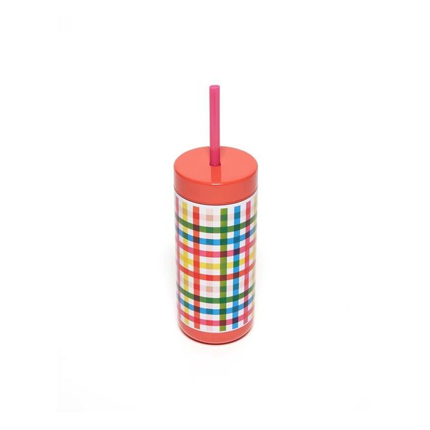 Becher Block Party aus Inox mit Trinkhalm-product