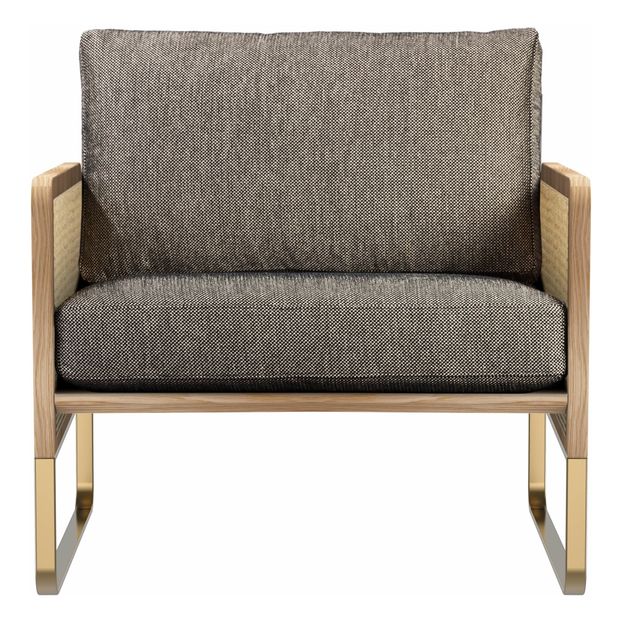 Fauteuil Cannage, structure naturel, tissu caviar-product
