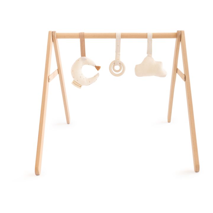 Arco de estímulo de madera y sus juguetes | Crema- Imagen del producto n°2