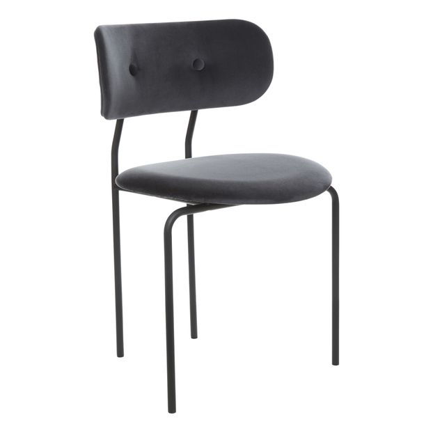 Chaise Coco en velours, piètement noir-product