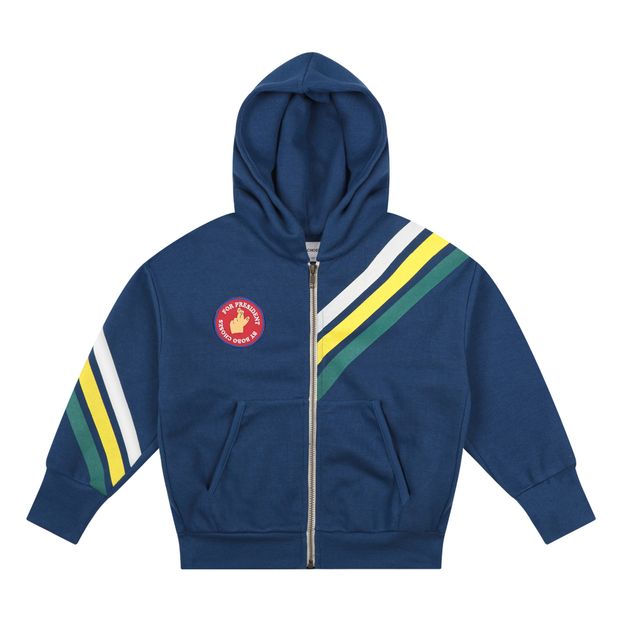 Sweat Zippé Capuche Coton Bio Rayures-product