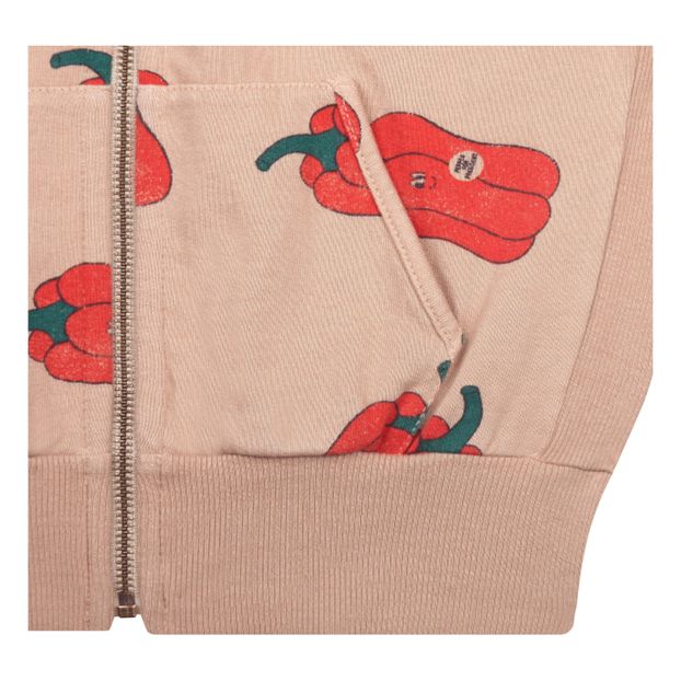 Suéter con cremallera con capucha algodón orgánico Pimientos-product