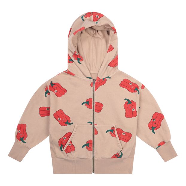Sweat Zippé Capuche Coton Bio Poivrons-product
