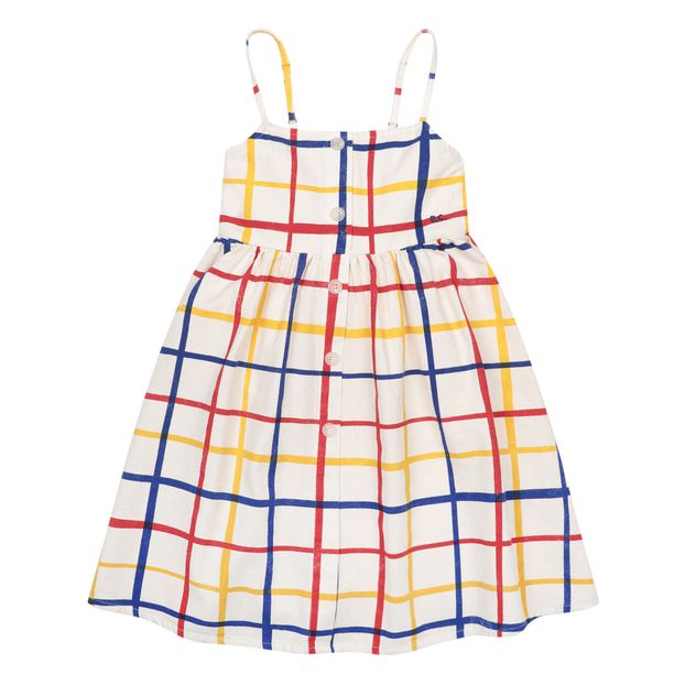 Long Buttoned Organic Cotton Checked Dress -product