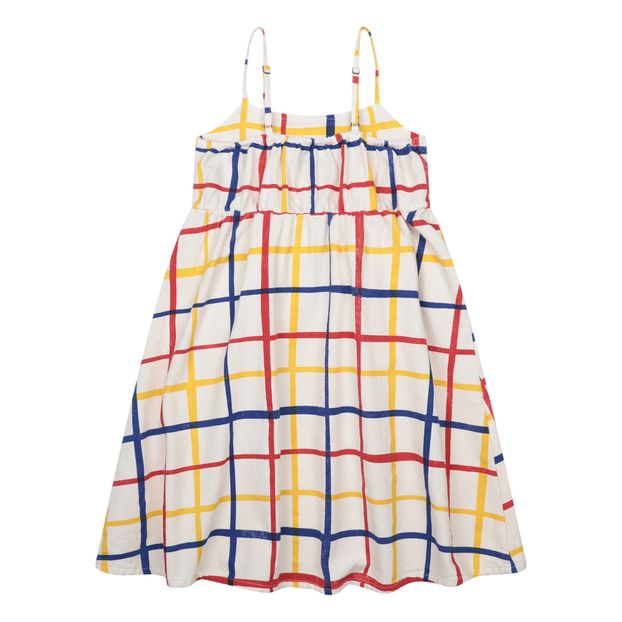 Long Buttoned Organic Cotton Checked Dress -product