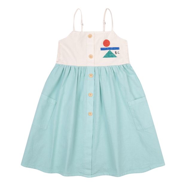 Long Buttoned Organic Cotton Bicolour Dress -product