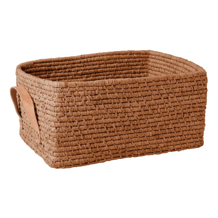 Cesta rectangular de rafia | Marrón- Imagen del producto n°0