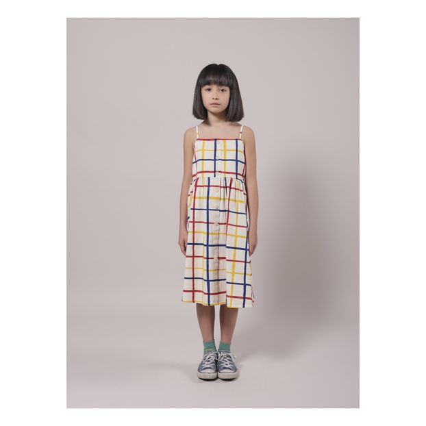 Long Buttoned Organic Cotton Checked Dress -product