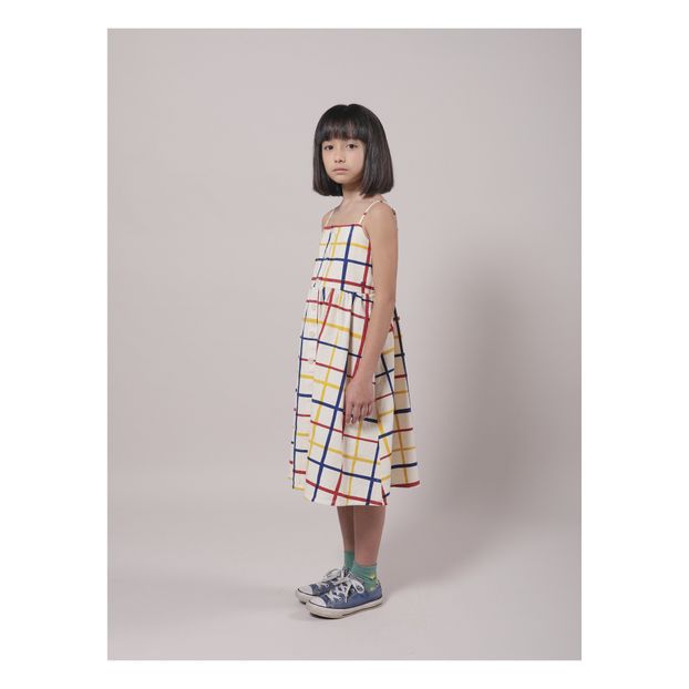 Long Buttoned Organic Cotton Checked Dress -product