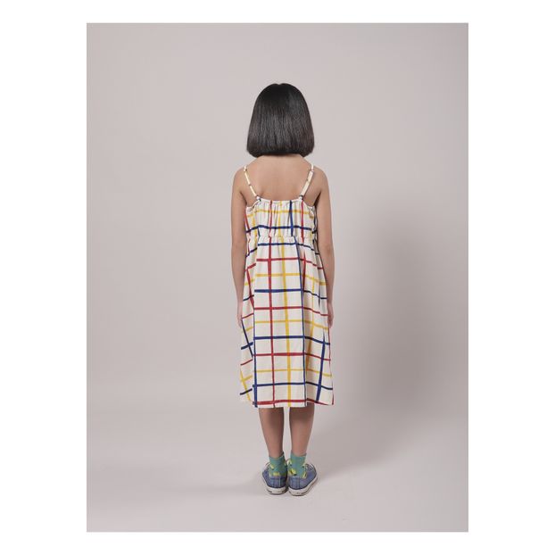 Long Buttoned Organic Cotton Checked Dress -product